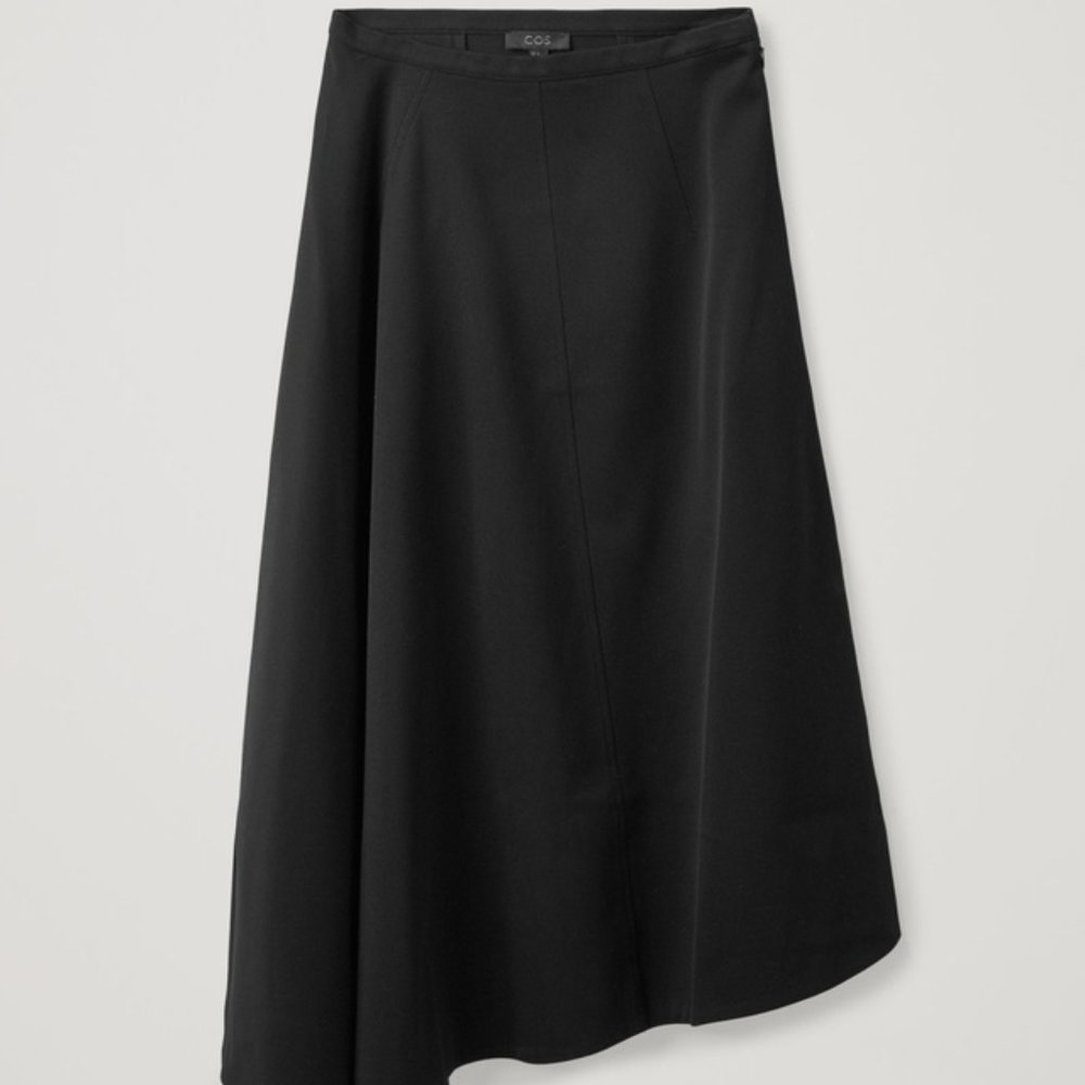 NWT COS 100% Organic Cotton Asymmetrical Black Skirt Size 12